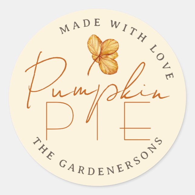 Sticker Rond Pie Citrouille Rustique Florale Automne (Devant)