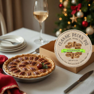 Sticker Rond PIE PECAN CLASSIQUE Grunge Police Kraft Brown