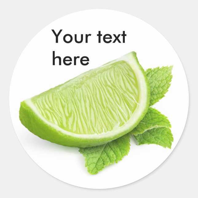 Sticker Rond Pièce de chaux et feuille de menthe (Devant)