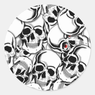 Sticker Rond Pièce de crâne Oeil rouge ID222