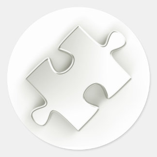Sticker Rond Pièce de puzzle 3D (argent métallique)