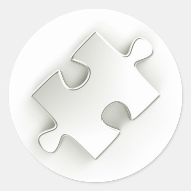 Sticker Rond Pièce de puzzle 3D (argent métallique) (Devant)