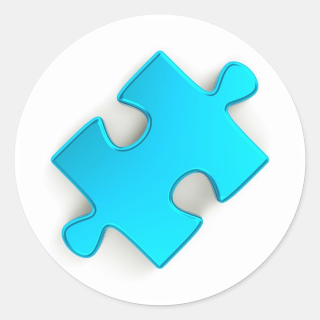 Sticker Rond Pièce de puzzle 3D (bleu métallique) (Devant)