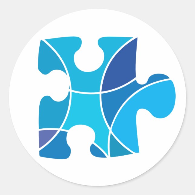 Sticker Rond Pièce de puzzle bleu (Devant)