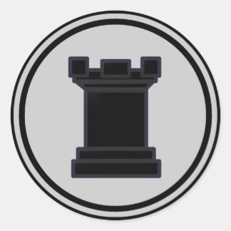 Sticker Rond Pièce d'échecs Black Rook