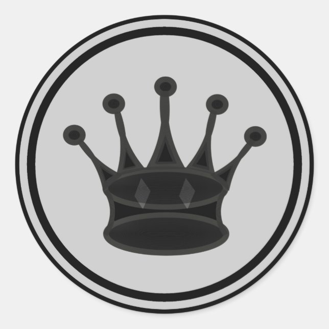 Sticker Rond Pièce d'échecs de la reine noire (Devant)
