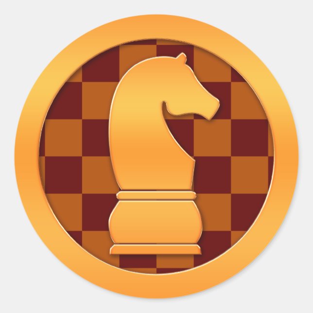 Sticker Rond Pièce d'échecs du chevalier d'or (Devant)