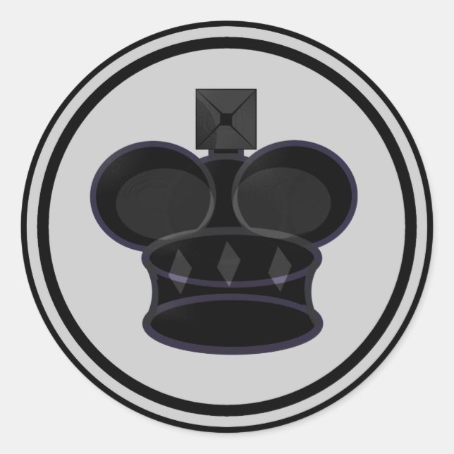 Sticker Rond Pièce d'échecs du roi noir (Devant)