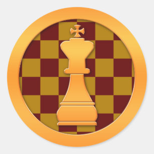 Sticker Rond Pièce d'échecs Gold King