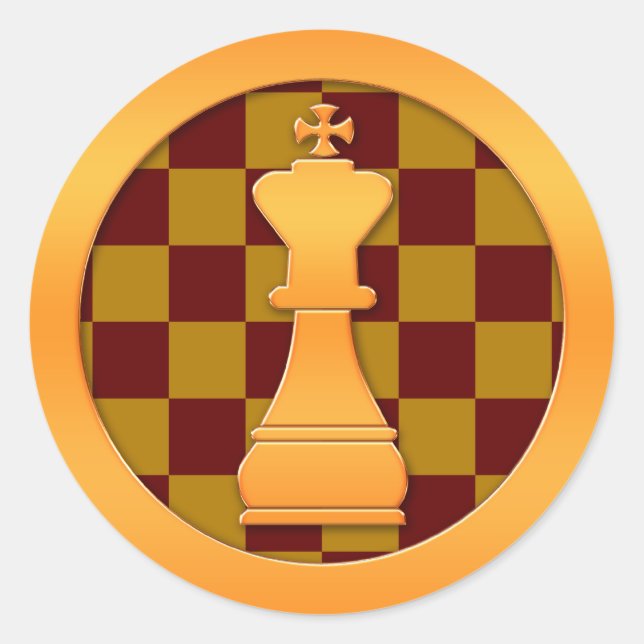Sticker Rond Pièce d'échecs Gold King (Devant)