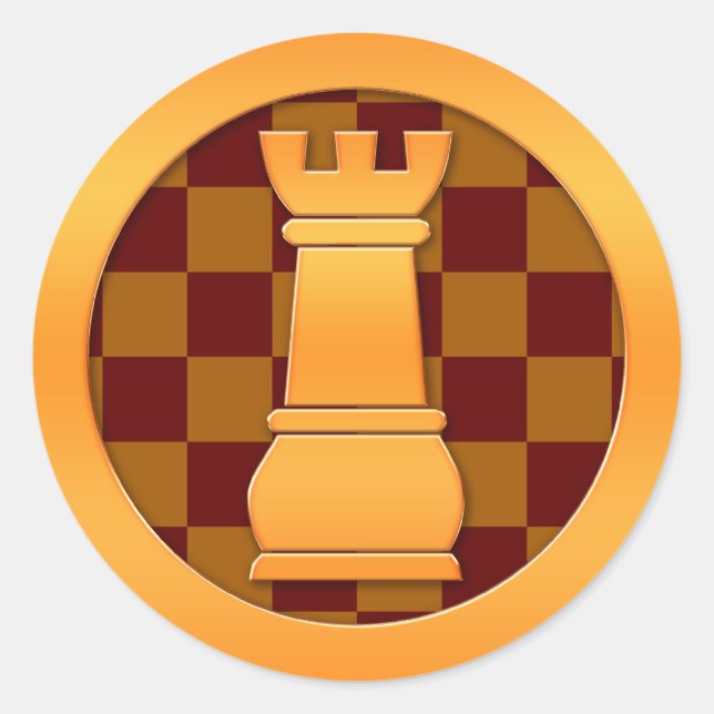 Sticker Rond Pièce d'échecs Gold Rook (Devant)