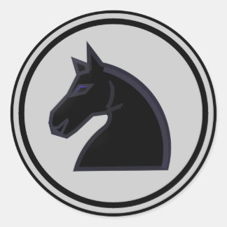 Sticker Rond Pièce d'échecs noire de chevalier de cheval