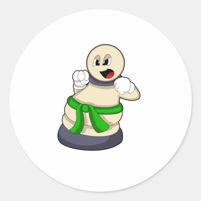 Sticker Rond Pièce d'échecs Patrouille aux échecs (Devant)