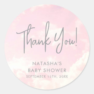Sticker Rond Pièce du Ciel Nuages Baby shower Merci