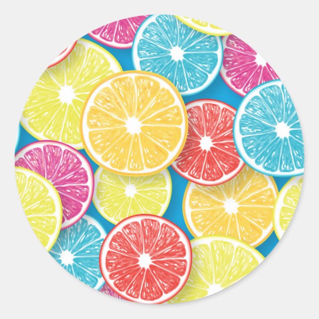 Sticker Rond Pièces de fruits d'agrumes (Devant)