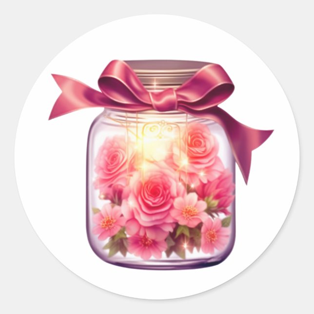 Sticker Rond pièces de jocs fleurs roses (Devant)