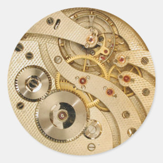 Sticker Rond Pièces mobiles Steampunk or