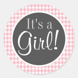 Sticker Rond Pied-de-poule de rose de bubble-gum