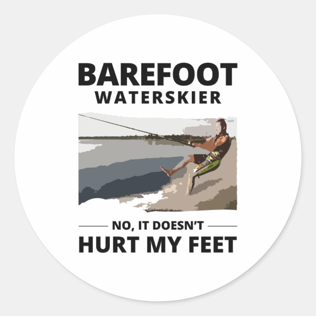 Sticker Rond Pied pieds nus ski nautique Motorboat (Devant)