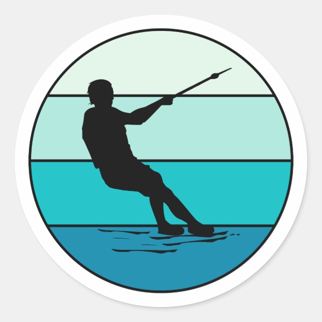 Sticker Rond Pied pieds nus ski nautique Motorboat (Devant)