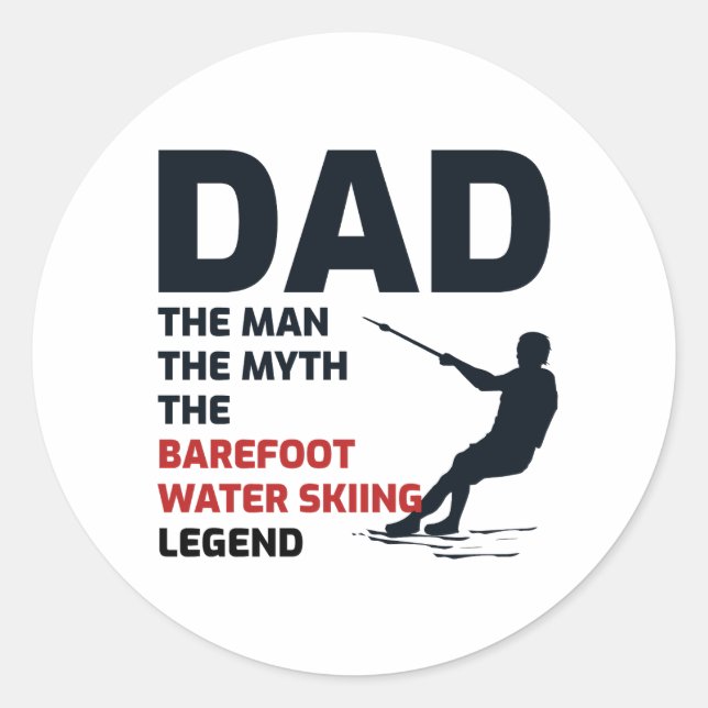 Sticker Rond Pied pieds nus ski nautique Papa (Devant)