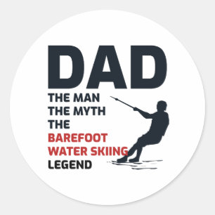 Sticker Rond Pied pieds nus ski nautique Papa