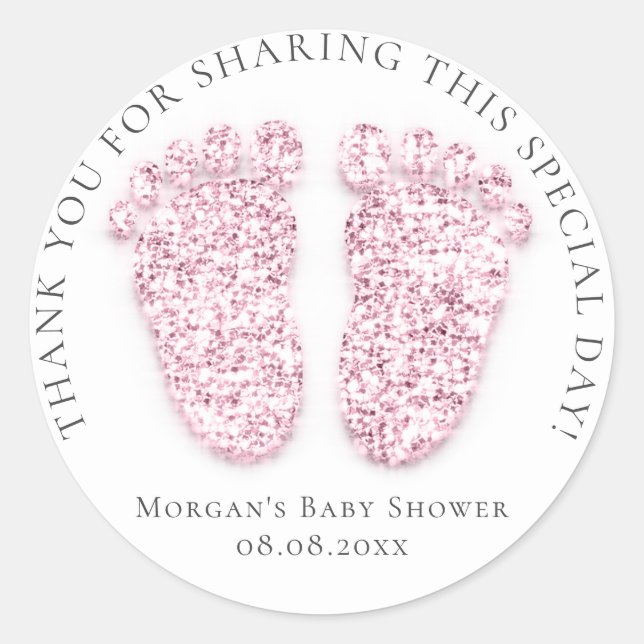 Sticker Rond Pieds Baby shower Favoriser Parties scintillant de (Devant)
