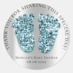 Sticker Rond Pieds Baby shower Favoriser Parties scintillant de