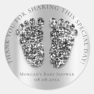 Sticker Rond Pieds Baby shower Favoriser Parties scintillant Me