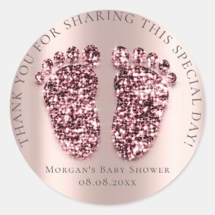 Sticker Rond Pieds Baby shower Favoriser Parties scintillant Me