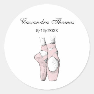 Sticker Rond Pieds de Ballerine sur Pointe #1 Rose Clair