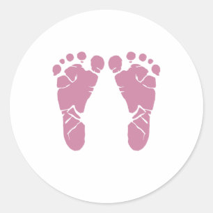 Sticker Rond Pieds de bébé roses