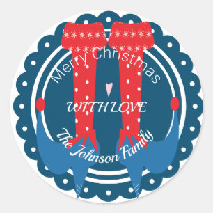 Sticker Rond Pieds de lutin de Noël Talons Fête de fin d'année