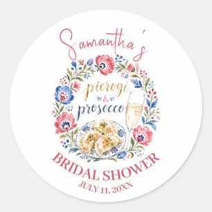 Sticker Rond Pierogi & Prosecco Mariage Polonais de Style Tradi