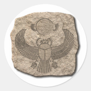 Sticker Rond Pierre de scarab antique égyptienne sacrée
