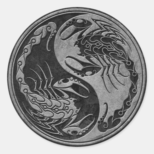 Sticker Rond Pierre foncée Yin Yang Scorpions (Devant)