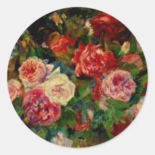 Sticker Rond Pierre Renoir peinture, Rose, oeuvres d'art célèbr