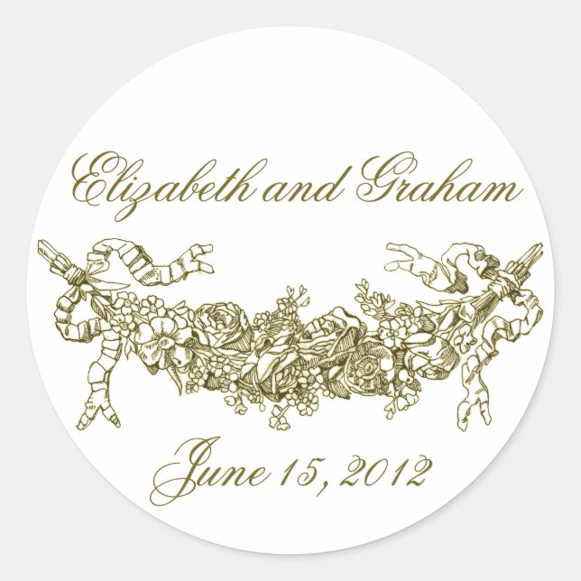 Sticker Rond Pierres romantiques Gold Swag / Sceaux Enveloppe (Devant)