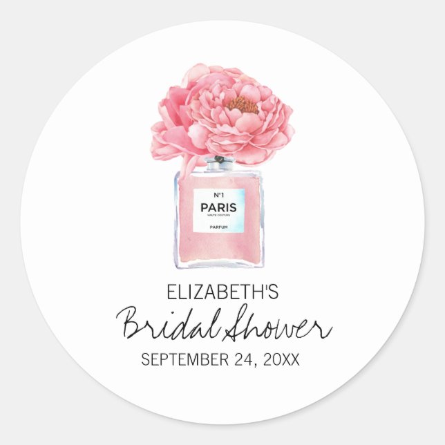 Sticker Rond Pies roses et Fête des mariées de parfum (Devant)