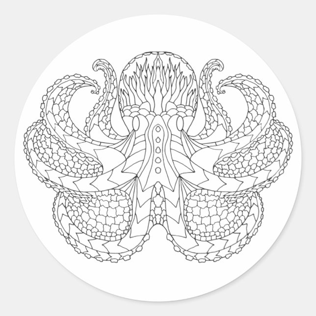 Sticker Rond Pieuvre à motifs ethniques (Devant)