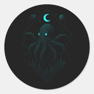 Sticker Rond Pieuvre Astrale - Intelligence Cosmique