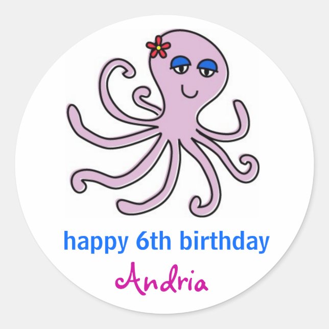 Sticker Rond Pieuvre, Sous Les Toppers De Cupcake De Mer (Devant)