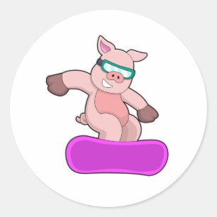 Sticker Rond Pig at Snowboard Sports & Ski goggles
