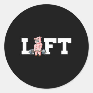 Sticker Rond Pig Gym Entraînement Poids Ascenseur