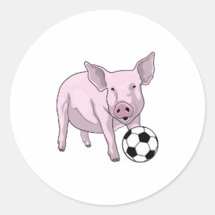 Sticker Rond Pig Soccer joueur Soccer
