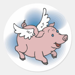 Sticker Rond Pig volant