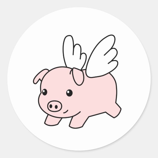 Sticker Rond Pig volant - Piglet avec ailes (Devant)
