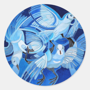Sticker Rond Pigeons de cordonnier en bleu de Cerulean