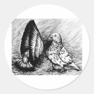 Sticker Rond Pigeons de rouleau de salon