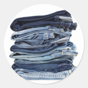 Sticker Rond Pile de jeans bleus